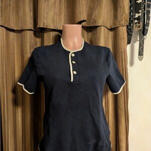 J. Crew Navy Blue Button Down Shirt with White Trim